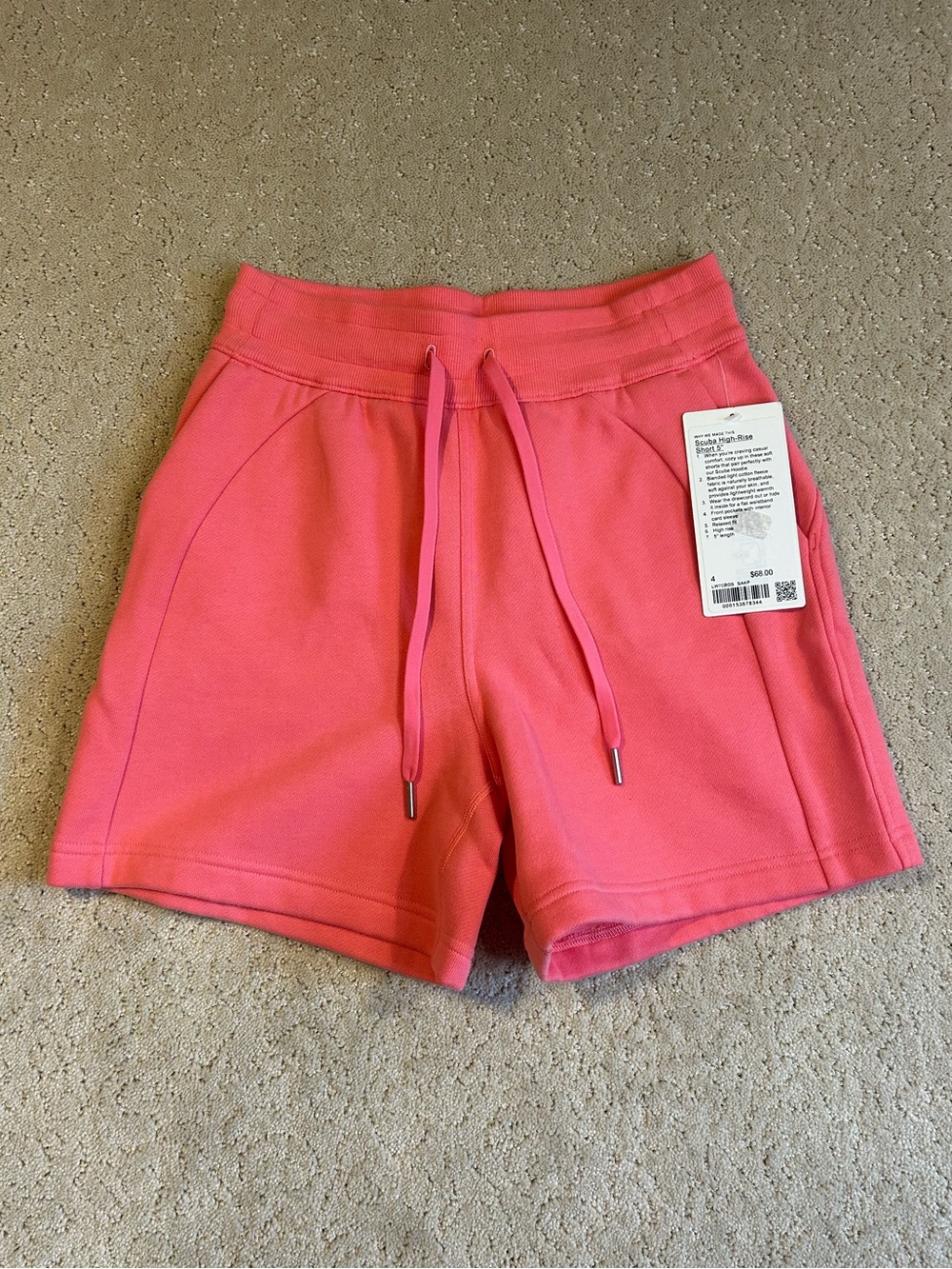 NWT Lululemon Shorts Womens 4 Pink Scuba High-Rise Fleece 5" SAKP Sakura Pink